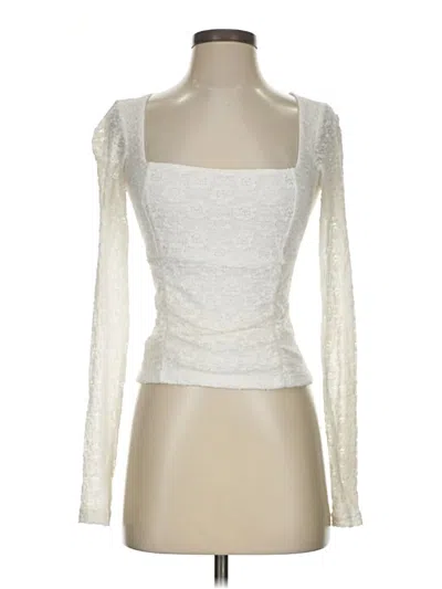 Pre-owned Lulus Long Sleeve Top Ivory Square Neckline Tops In White