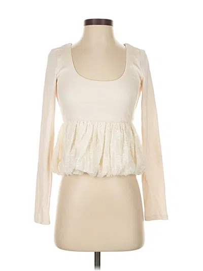 Pre-owned Lulus Long Sleeve Top Ivory Sweetheart Neckline Tops In White