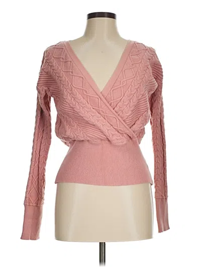 Pre-owned Lulus Long Sleeve Top Pink Plunge Neckline Tops