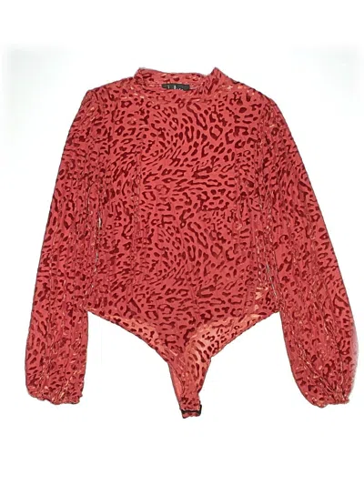 Pre-owned Lulus Long Sleeve Top Red Keyhole Neckline Tops