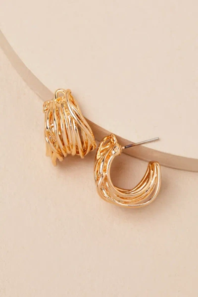 Lulus Lorcan Gold Textured Layered Hoops