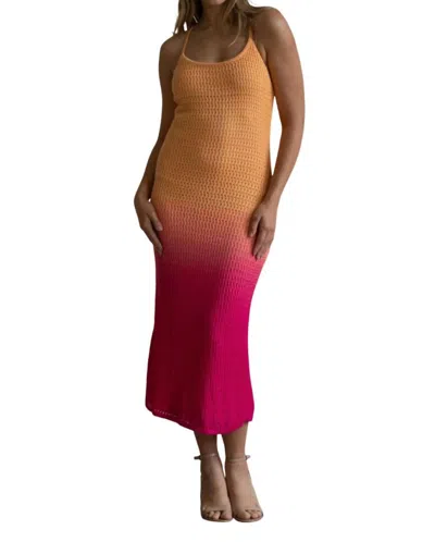 Lulus Lorient Orange & Pink Knit Maxi Dress In Orange/pink In Multi