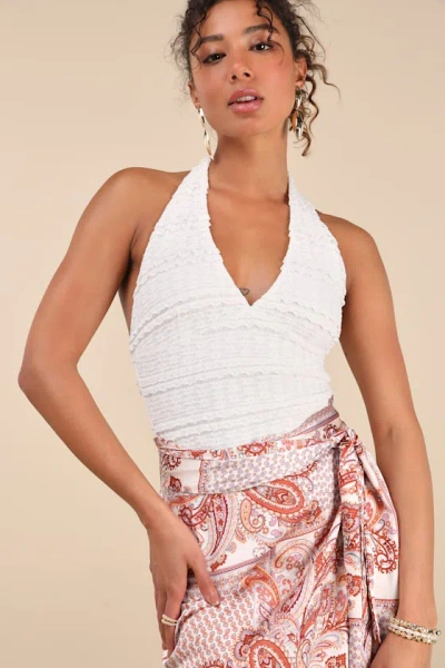 Lulus Lorna White Lace Halter Neck Bodysuit