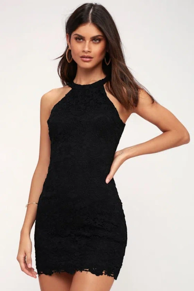 Lulus Love Poem Black Lace Mini Dress