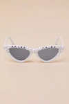 Lulus Lovebird Aesthetic White Pearl Cat-eye Sunglasses In White