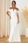 Lulus Loveliest Aura White Off-the-shoulder Mermaid Maxi Dress In White