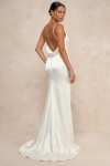 Lulus Lovely Endearment White Satin Sleeveless Backless Maxi Dress In White