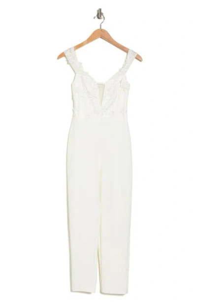 Lulus Lovely Glamour Lace Bodice Jumpsuit In White