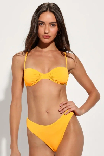 Lulus Loving Sunshine Marigold Yellow High-cut Bikini Bottoms