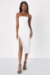 Lulus Loving The Feeling White Strapless Bodycon Midi Dress In White