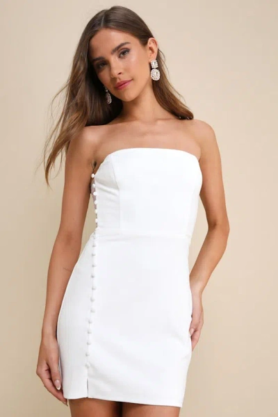 Lulus Loving The Feeling White Strapless Bodycon Mini Dress