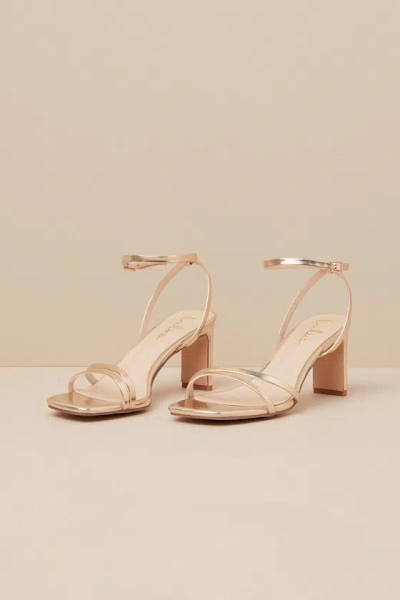 Lulus Loxley Gold Ankle Strap High Heel Sandals