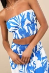 Lulus Luana Blue And White Floral Crop Top