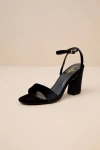 Lulus Guesty Black Velvet Lace-up High Heel Sandal Heels In Black