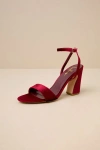Lulus Lucinna Wine Velvet Ankle Strap High Heel Sandals In Red