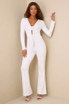 Lulus Luminous Style White Sequin Tie-front Long Sleeve Jumpsuit In White