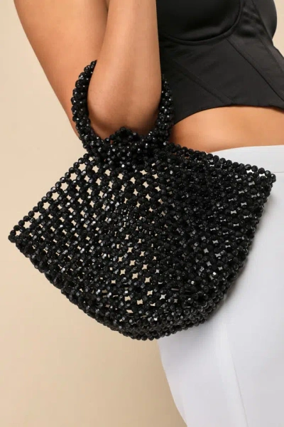 Lulus Luxe Addition Black Beaded Mini Handbag