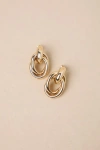 Lulus Luxe Desire Gold Interlocking Hoop Earrings In Gold
