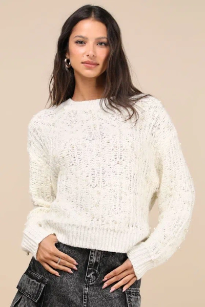 Lulus Luxe Intention Ivory Pearl Sweater