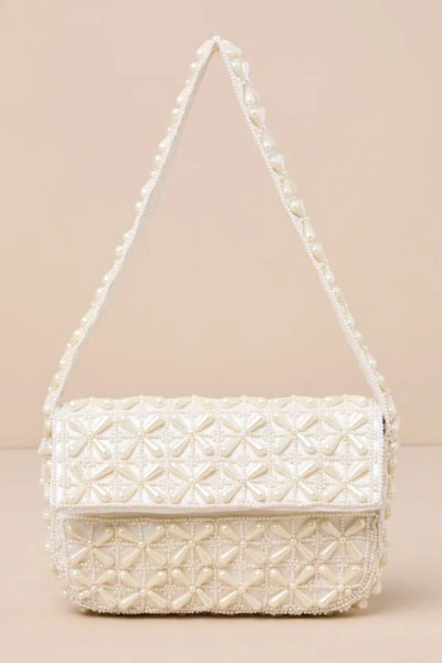 Lulus Luxe Perception Ivory Pearl Beaded Mini Shoulder Bag In White