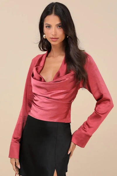 Lulus Luxury Sweetness Dark Rose Pink Satin Backless Top