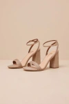 Lulus Mabrie Bronze Glitter Ankle Strap High Heel Sandals In Gold
