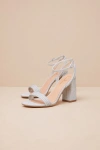 Lulus Mabrie Silver Glitter Ankle Strap High Heel Sandals In Silver