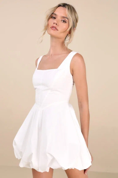 Lulus Madalinde White Sleeveless Bubble-hem Mini Dress