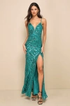 Lulus Made For Magic Teal Green Sequin Mermaid Maxi Dress In Teal Green