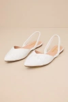 Lulus Mae White Lace Pointed-toe Slingback Flats In White