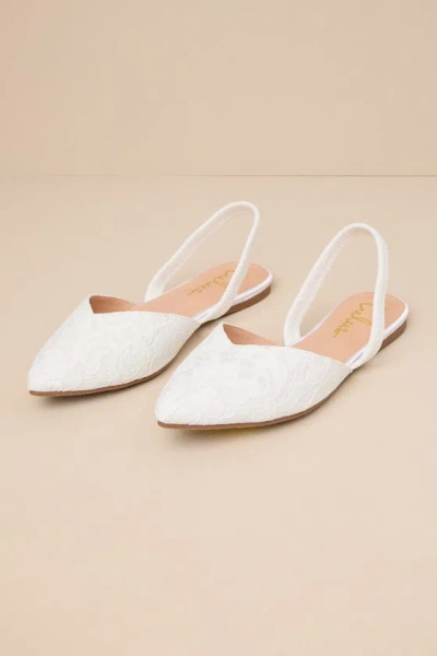 Lulus Mae White Lace Pointed-toe Slingback Flats
