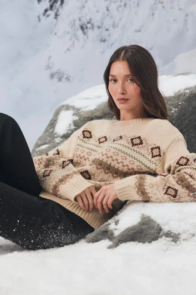 Lulus Maeven Beige Fair Isle Pullover Sweater In Neutral