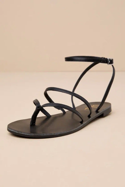 Lulus Maire Black Strappy Flat Sandals