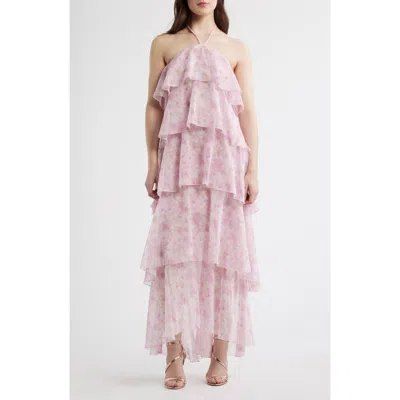 Lulus Maisie Ruffle Halter Maxi Dress In Gray