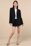 Lulus Maita Black Linen High-rise Micro Skort In Black