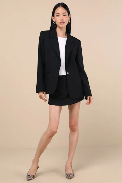 Lulus Maita Black Linen High-rise Micro Skort