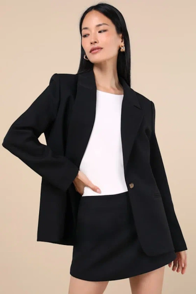 Lulus Maita Black Linen Oversized Blazer