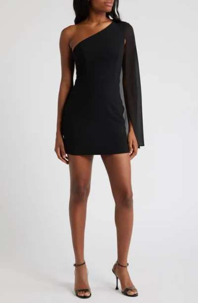Lulus Majestic Energy Asymmetric One-shoulder Cocktail Minidress In Black