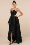 Lulus Majestic Glam Black Strapless Textured High-low Maxi Dress In Black