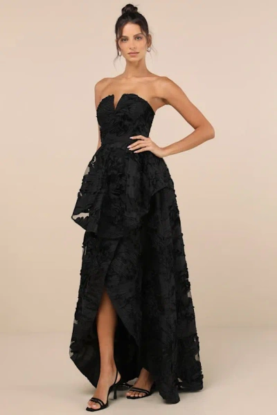 Lulus Majestic Glam Black Strapless Textured High-low Maxi Dress