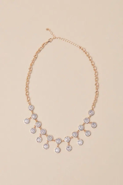 Lulus Major Dazzle Gold Rhinestone Statement Necklace