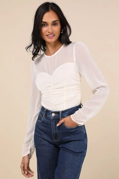 Lulus Majorly Composed Ivory Long Sleeve Top