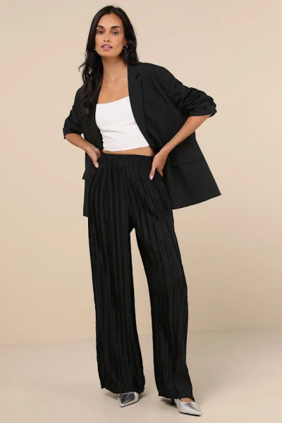 Lulus Majorly Envied Black Pleated Wide-leg Pants