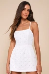 Lulus Majorly Perfect Ivory Sequin Sleeveless Skort Romper In Ivory