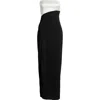 Lulus Majorly Sophisticated Colorblock Strapless Gown In Black/ White
