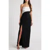 Lulus Majorly Sophisticated Colorblock Strapless Gown In Black/white