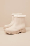 Lulus Makie Cream Faux Fur Booties In White
