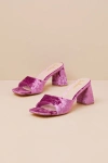 Lulus Maleka Mauve Crushed Velvet High Heel Slide Sandals In Mauve
