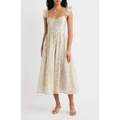 Lulus Mara Ruffle Strap Midi Dress In Multi