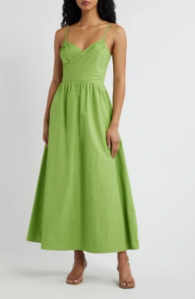 Lulus Marcella Tie Back Cotton Poplin Dress In Green